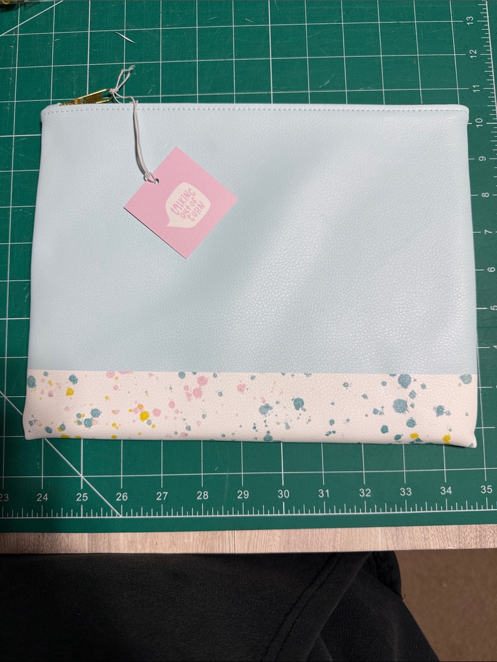 Light Blue and White Travel Pouch with Splash Accent